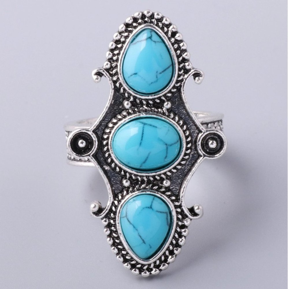 Ring Stone Decor BLUE STONE JEWELRY NEW